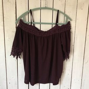 Burgundy off the shoulder top
